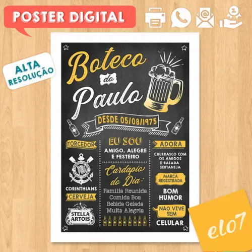 Arte Digital Chalkboard Aniversário Boteco