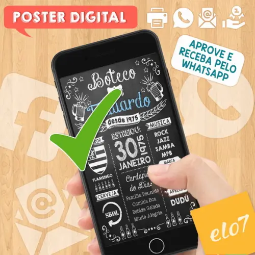 Arte Digital Chalkboard Aniversário Boteco