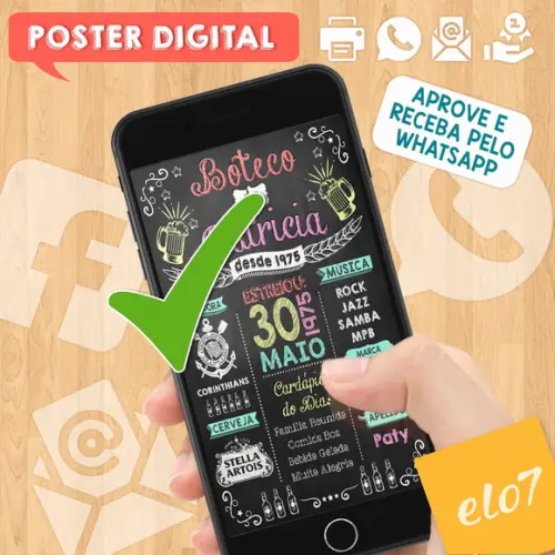 Arte Digital Chalkboard Aniversário Boteco