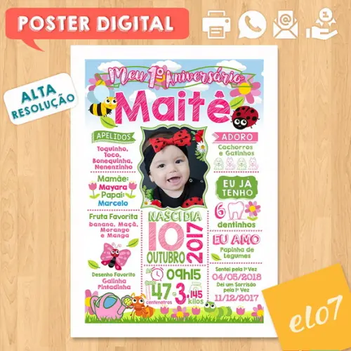 Arte Digital Chalkboard Aniversário Jardim Encantado