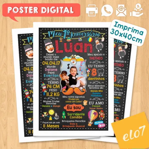 Arte Digital Chalkboard Aniversário Mundo Bita