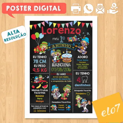 Arte Digital Chalkboard Aniversário Patati Patatá