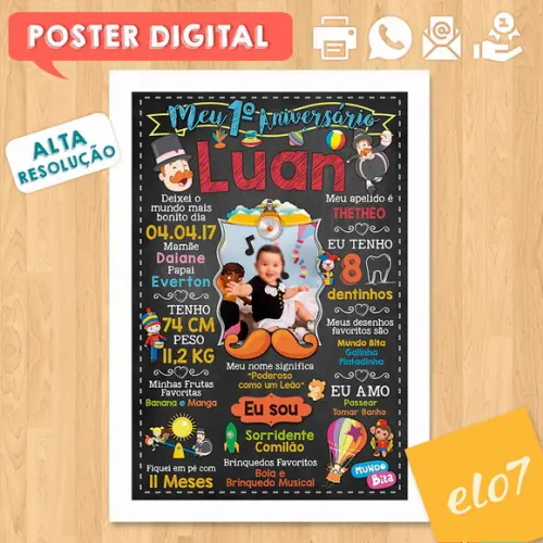 Arte Digital Chalkboard Aniversário Mundo Bita