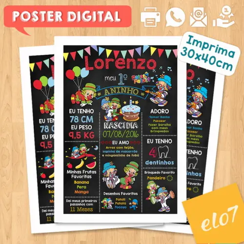 Arte Digital Chalkboard Aniversário Patati Patatá