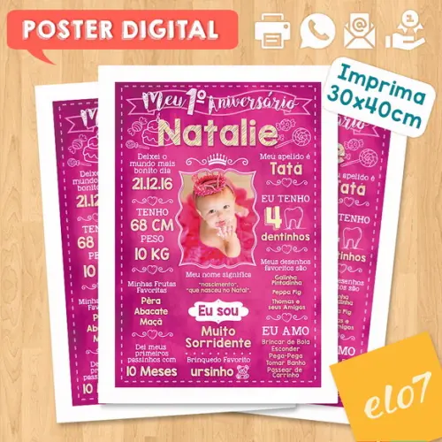 Arte Digital Chalkboard Aniversário Princesa Pink