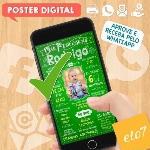 Arte Digital Chalkboard Aniversário Príncipe Verde