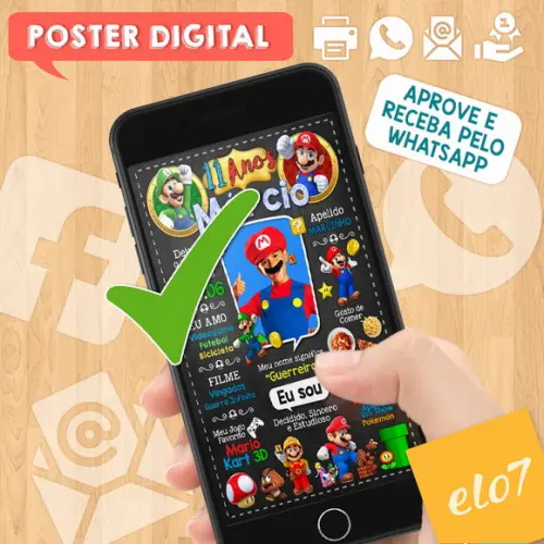 Arte Digital Chalkboard Aniversário Super Mário