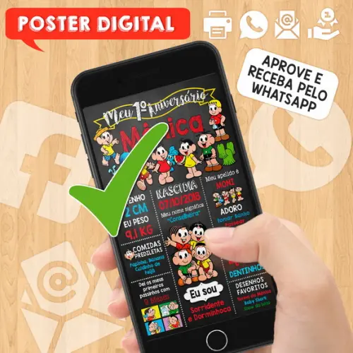Arte Digital Chalkboard Aniversário Turma da Mônica