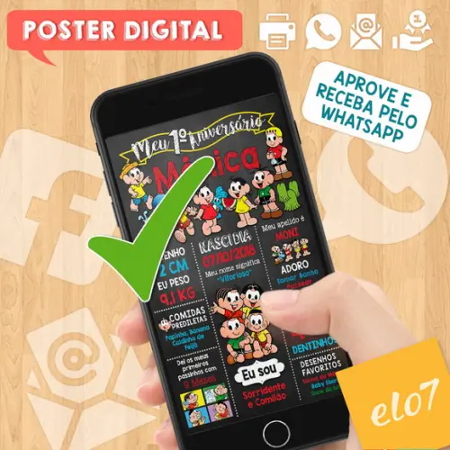 Arte Digital Chalkboard Aniversário Turma da Mônica