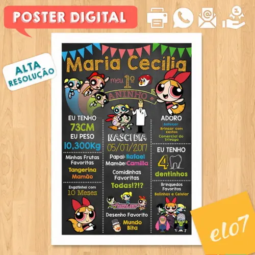 Arte Digital Chalkboard as Meninas Superpoderosas