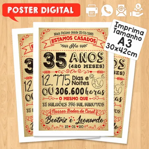 Arte Digital Chalkboard Bodas Casamento Coral 30 Anos