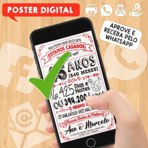 Arte Digital Chalkboard Bodas Casamento Platina 45 Anos