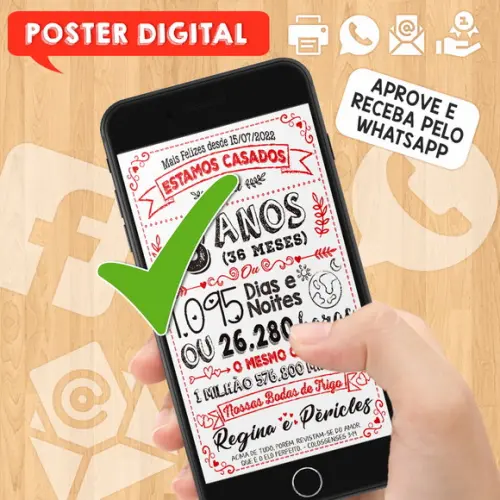 Arte Digital Chalkboard Bodas Trigo 03 Anos A3 30x42cm