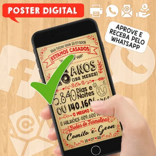 Arte Digital Chalkboard Bodas Turmalina 16 Anos A3 30x42cm