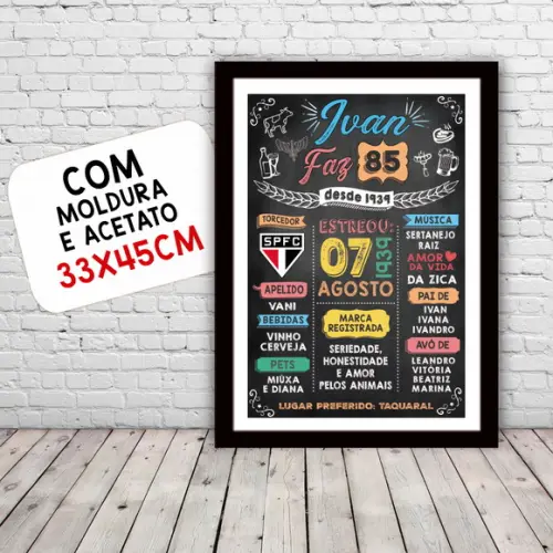Arte Digital Chalkboard Poster Aniversário 80 Anos