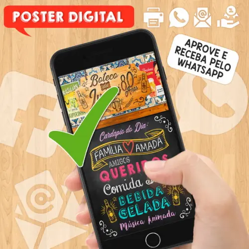 Arte Digital Chalkboard Poster Aniversário 80 Anos