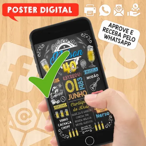 Arte Digital Chalkboard Poster Aniversário Boteco 40 Anos