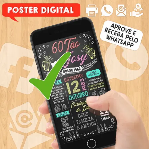 Arte Digital Chalkboard Poster Aniversário Boteco 60tão
