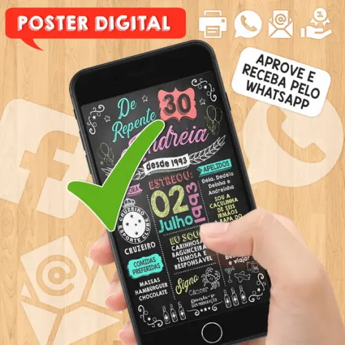 Arte Digital Chalkboard Poster Aniversário de Repente 30