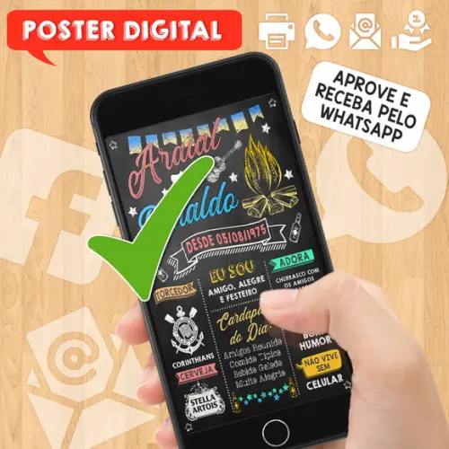 Arte Digital Chalkboard Poster Aniversário Festa no Arraial