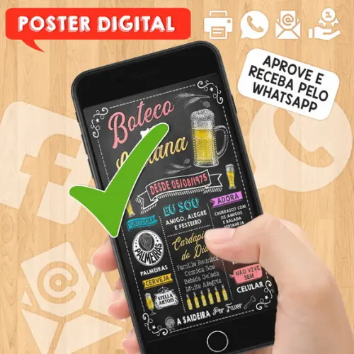 Arte Digital Chalkboard Poster Aniversário Festa no Boteco