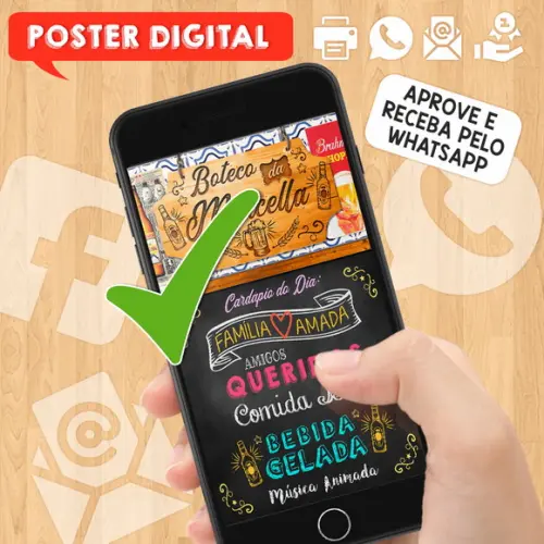 Arte Digital Chalkboard Poster Aniversário Festa no Boteco