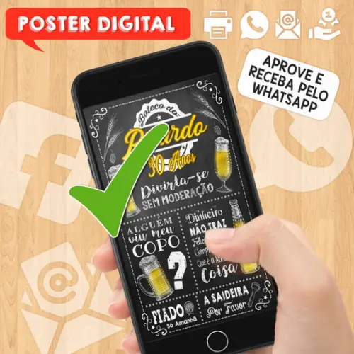 Arte Digital Chalkboard Poster Aniversário Festa no Boteco