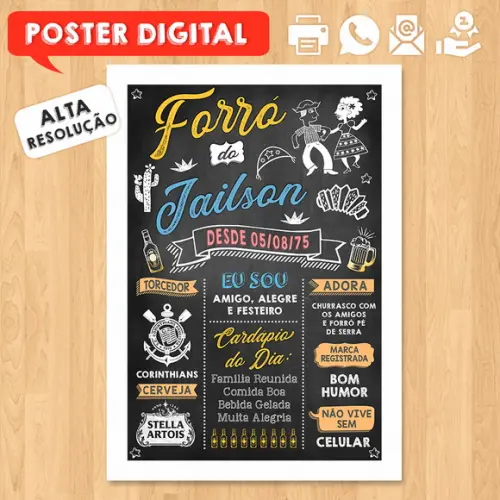 Arte Digital Chalkboard Poster Aniversário Forró do Jaison