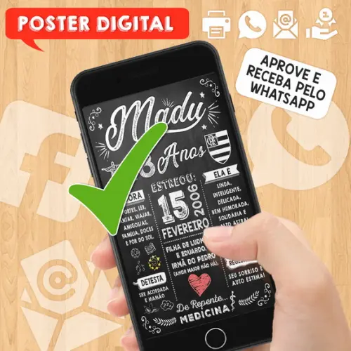Arte Digital Chalkboard Poster Aniversário Madu Faz 18 Anos