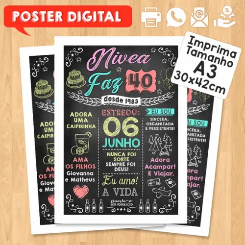 Arte Digital Chalkboard Poster Aniversário Nivea Faz 50
