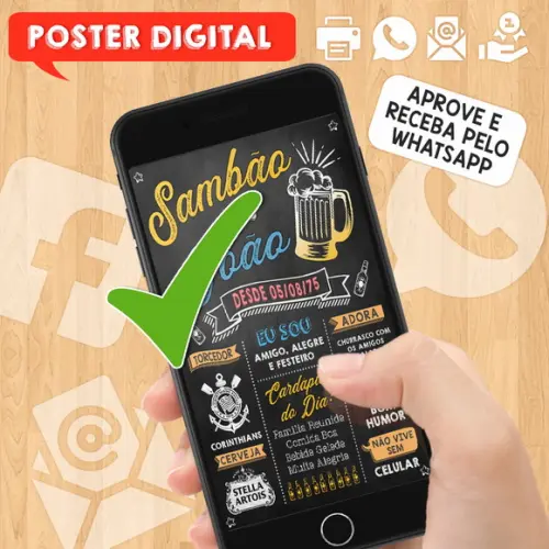Arte Digital Chalkboard Poster Aniversário Sambão do João