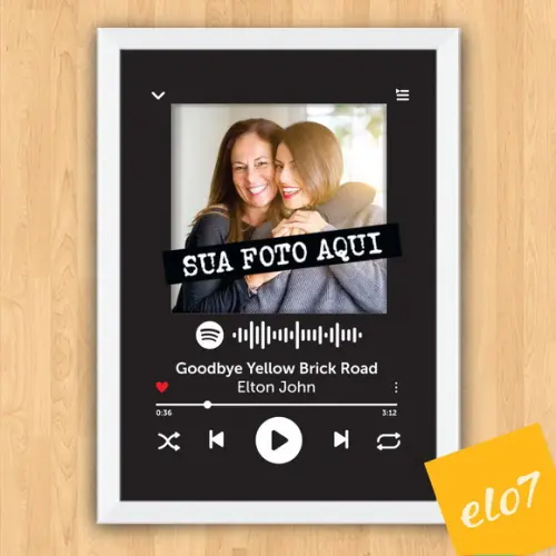 Arte Digital Chalkboard Spotify Mãe e Filha Musica 30x42cm