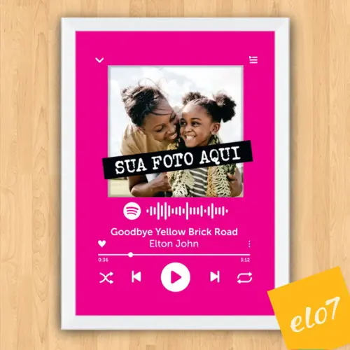 Arte Digital Chalkboard Spotify Mãe e Filha Musica 30x42cm