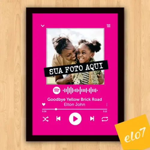 Arte Digital Chalkboard Spotify Mãe e Filha Musica 30x42cm