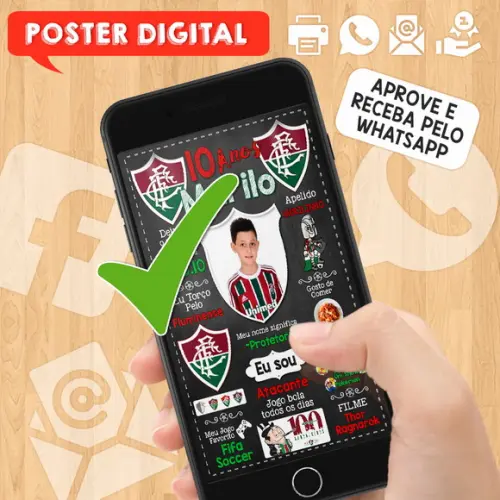 Arte Digital Chalkboard Times de Futebol A3 30x42cm com Foto