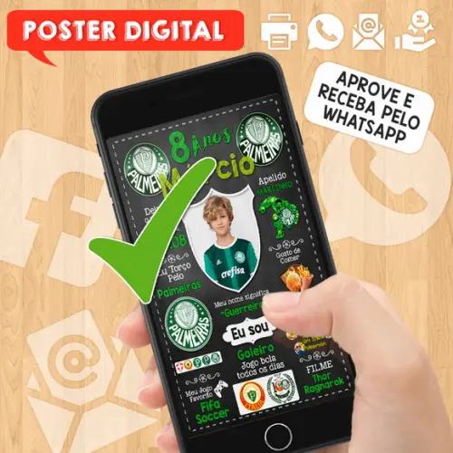 Arte Digital Chalkboard Times de Futebol A3 30x42cm com Foto