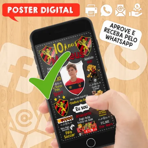 Arte Digital Chalkboard Times de Futebol A3 30x42cm com Foto