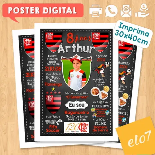 Arte Digital Chalkboard Times de Futebol com Foto