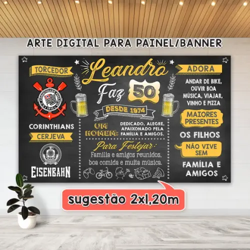 Arte Digital Painel Aniversário 30 40 50 60 70 80 Anos