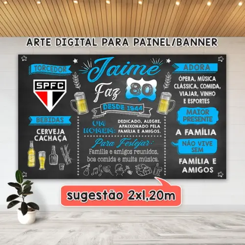 Arte Digital Painel Aniversário 30 40 50 60 70 80 Anos