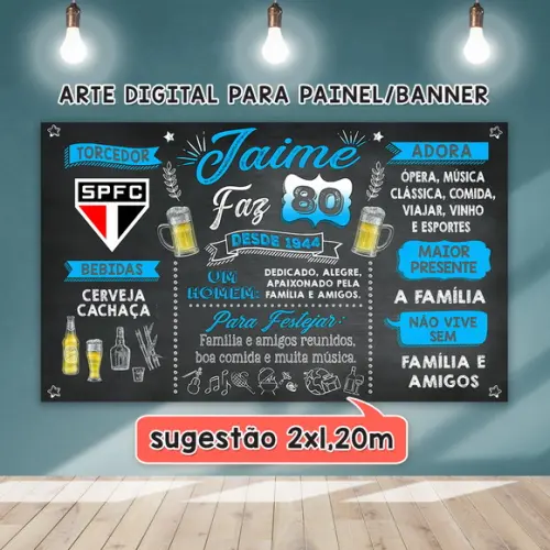 Arte Digital Painel Aniversário 30 40 50 60 70 80 Anos