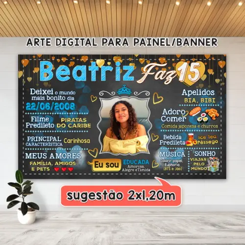 Arte Digital Painel Aniversário Debutante 15 Anos