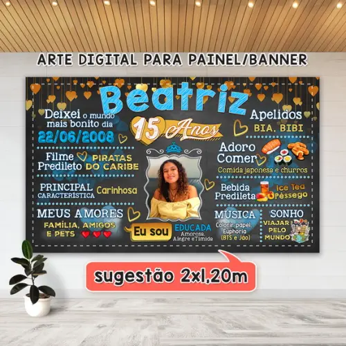 Arte Digital Painel Aniversário Debutante 15 Anos