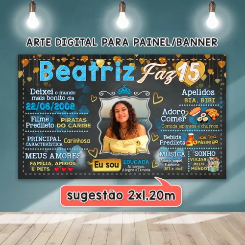 Arte Digital Painel Aniversário Debutante 15 Anos