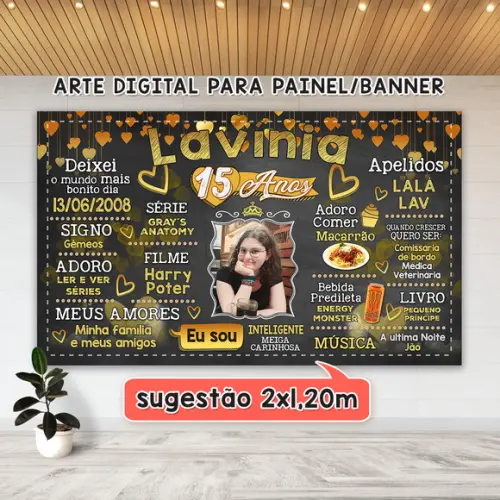 Arte Digital Painel Aniversário Debutante 15 Anos