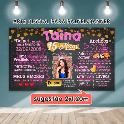 Arte Digital Painel Aniversário Debutante 15 Anos