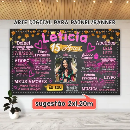 Arte Digital Painel Aniversário Debutante 15 Anos