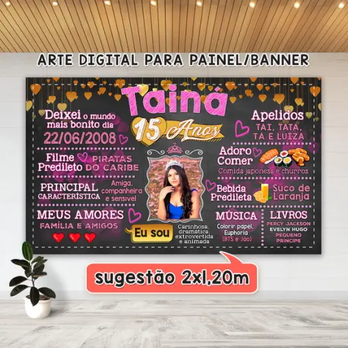 Arte Digital Painel Aniversário Debutante 15 Anos