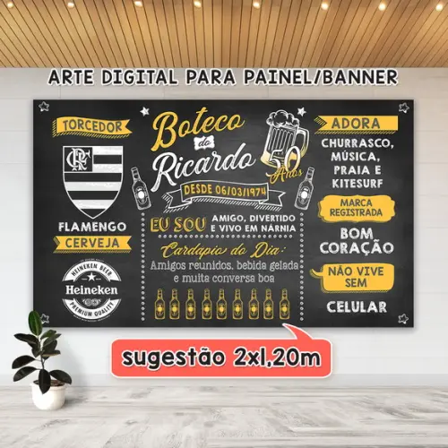 Arte Digital Painel Chalkboard Aniversario Boteco 50 Anos