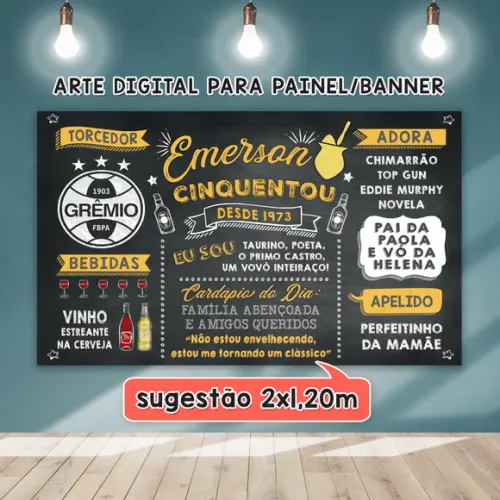 Arte Digital Painel Chalkboard Aniversario Cinquentou